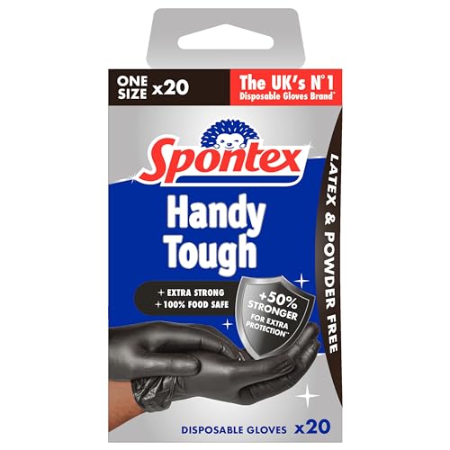 Spontex Praktische robuste Einweghandschuhe Einheitsgröße stark lebensmittelecht latexfrei 20 Stück