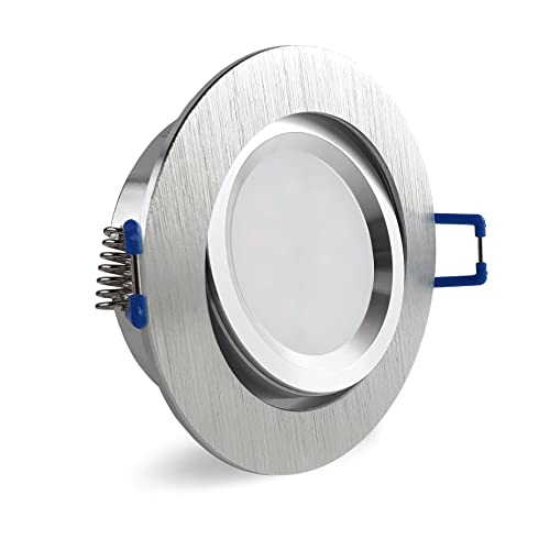 CONCEPTRUN LED Einbaustrahler Niedervolt rund schwenkbar Aluminium geschliffen 68mm-75mm Einbaudurchmesser inkl. MR16 Gx5.3 Fassung 12V AC DC Modell RD2112V Kaltweiß