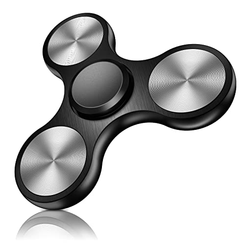 Vunake Fidget Spinner EDC Special Hochleistungs Hand Spinner Fidget Toy Metall Edelstahl Lager 2-5 Min Anti Stress Relief Finger Spinner Spielzeug ADHD Tri-Spinner für Erwachsene und Kinder Schwarz