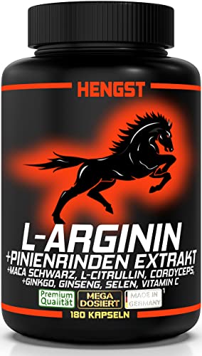 Hol dir jetzt den HENGST HAMMER L-Arginin Pinienrinden Extrakt hochdosiert 180 Kapseln Maca schwarz L-Citrullin Cordyceps Ginseng Ginkgo Vitamin C Selen 1 Dose 1x154 6g mach dich HENGST