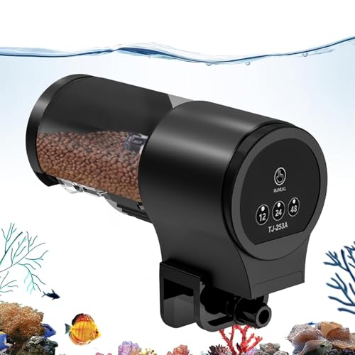    Futterspender für 100ml 12Std 24Std 48Std Timer Flockenfutter Ausrüstung für Koi Guppy Kampffisch Buntbarsch Schildkröte Garnele Futter