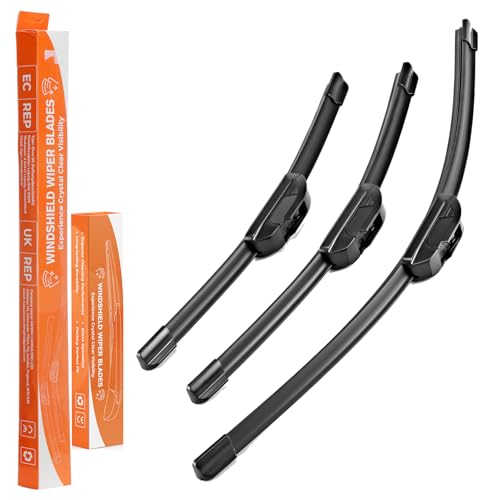 ISINEVER Scheibenwischer Kompatibel mit Ford Fiesta V BJ 2001-2010 Wischerblätter vorne hinten Komplett Set 3-teilig 22 16 14 Zoll Frontscheibenwischer Heckscheibenwischer Einfache Montage