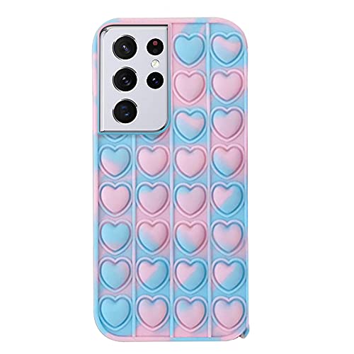 Niedliche Handy-Schutzhülle Dekompressionsspielzeug Fidget Simple Toy Mobile Phone Case Cartoon Puppe Anti Stress Toy Staubdichtes tropffestes Silikon-Handyhülle kompatibel für Galaxy S21 Ultra