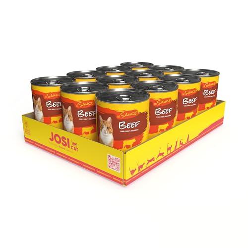 JosiCat Beef Sauce 12x 415g Nassfutter für Rind Sauce Vitamin D3 E Powered by nass Alleinfuttermittel 12er