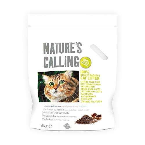 NATURE S CALLING 100% natürliches Katzenstreu 12kg - schnell klumpend biologisch abbaubar und spülbar mit fortschrittlicher Geruchskontrolle für Katzen und Kätzchen - Packung mit 2 x 6 kg Packungen