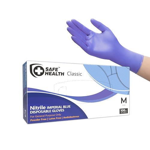 Safe Health Nitril Einweghandschuhe Größe M Imperial Blau 100 stück Pulverfrei Latexfrei Lebensmittellabor Hausmeister Malerei Mechanische Endbearbeitung Gesetze Vollstreckung 3 Mil