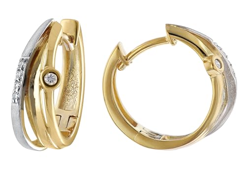 trendor Damen Ohrringe mit Diamanten Gold 333 8K Bicolor eleganter Ohrschmuck für Frauen zauberhaftes Schmuckstück zeitlose Geschenkidee 15581