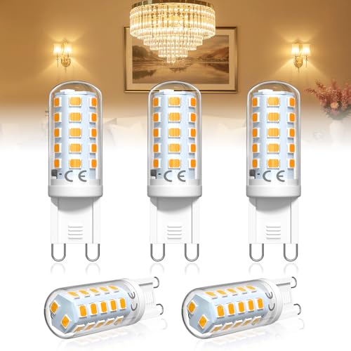 Bonlux G9 LED Amber Dimmbar Warmweiß 2200K LED Leuchtmittel G9 Bernstei 4W Entspricht 25W 28W 33W 40W Halogen Lampe GU9 stecklampe G 9 Kleine Glühbirnen Augenschutz AC 220-240V 5 Stück