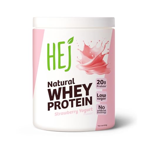 HEJ Whey Protein Pulver - Eiweißpulver für Muskelaufbau Fitness - 22 1g Eiweiß pro Portion - Als Shake oder Zutat - Strawberry Yogurt 300g
