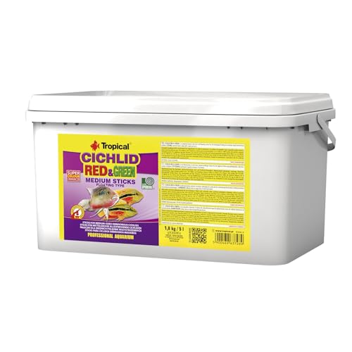 Tropical Cichlid Red Green Medium Sticks - Futtersticks für mittelgroße Cichliden mit Astaxanthin Spirulina 1er Pack 1 x 5 l