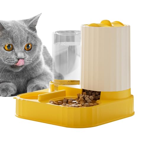 Husoiuy Automatischer Haustierfütterer - 2 in 1 Große Fütterungsschale Futterautomat Für Nassfutter Trockenfutter Für Kleine Und Mittelgroße Hunde Katzen Haus Wohnung