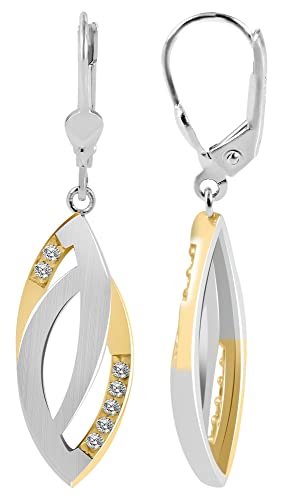 Akzent Damen-Ohrringe Ohrschmuck 925er Echt Silber rhodiniert Laive-bicolor
