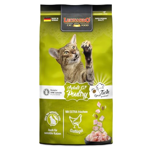 LEONARDO Katzenfutter Adult GF Poultry 1 8kg Beutel Geflügel getreidefreies Trockenfutter für Katzen Made in Germany