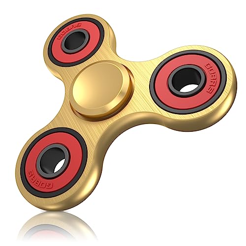 Vunake Fidget Spinner Metall Fidget Toys Hand Spinner Edelstahl Lager 2-5 Min Hochgeschwindigkeit Finger Spinner ADHD Anti Stress Angst Spielzeug Tri-Spinner Fidget Toy für Erwachsene Kinder-Gold
