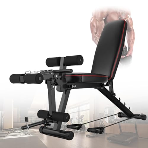 ypuxil Hantelbank mit Gewichten Gym Bench Extra stabiles Design mit 200 kg hochwertigem Memory-Schaum und rutschfestem PU für Ganzkörpertraining Black 162cm