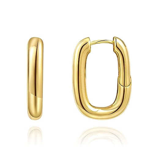 Gold-Creolen für Damen klein vergoldet mehrere Piercings hypoallergene Ohrringe mit flacher Rückseite Mini-klobige Gold-Huggie-Creolen goldene Ohrstecker