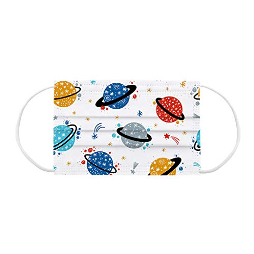 Kinder Mundschutz 50er Pack Einweg MNS Mund Nasenschutz Cartoon Planet Motiv Atmungsaktive Multifunktionstuch Bandana Halstuch Schals Lulupi