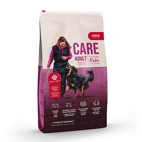 mera Care Adult Huhn Hundefutter für normal aktive Hunde jeder Rasse mit 70% tierischen Protein ohne Weizen 10kg