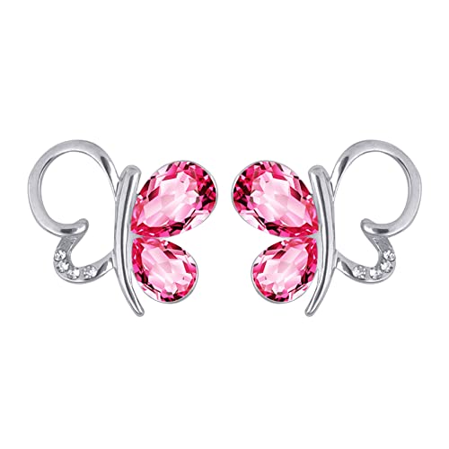 Schmetterling geometrische Kristall Schmuck Ohrstecker Premium Diamant Grün Blatt Ohrstecker Hochzeit Creolen Ohrringe hot pink Einheitsgröße