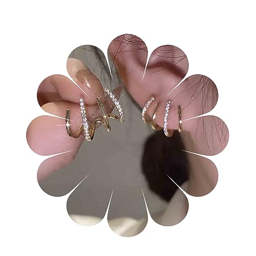 Yheakne Boho Klaue Ohrstecker Gold Cz Multi Creolen Kristallnadel Kralle Ohrringe Strass Huggie Illusion Ohrringe Schmuck für Frauen und Mädchen Geschenke