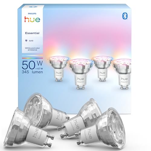 Philips Hue Essential Smart Spotlight white and color 4 7 W 2200 K 6500 K 345 lm kompatibel mit Alexa Google Assistant und Apple Home 4er Pack