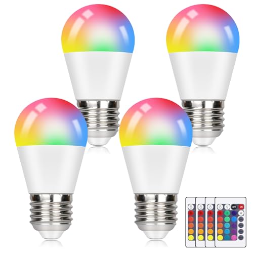 Kowanie LED Glühbirne mit Fernbedienung E27 RGB Lampe - 4er-Pack LED Farbwechsel Lampe Dimmbar 4W Farbige Birne Warmweiß 3000K Bunt Edison Bulb für Party Bar KTV Dec - 15 Farbe 4 Dynamic Modes