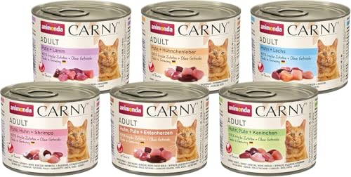 animonda Carny Adult Geflügel Variation 6x 200g Katzennassfutter für ausgewachsene Katzen Nassfutter 100 % frischen fleischlichen Zutaten Katzenfutter ohne Getreide und Zucker