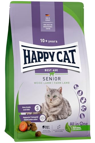Happy Cat 70615 - Senior Weide Lamm - Katzen-Trockenfutter für Katzensenioren ab dem 8. Lebensjahr - 4 kg Inhalt