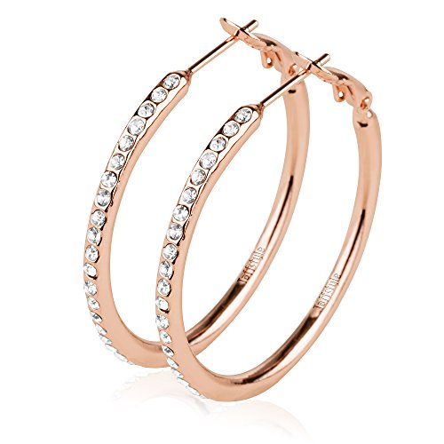 Mianova Damen Rosegold Strass Kristall Steinen Rund Lang Schmal Rose Gold