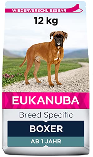 Eukanuba Breed Specific Boxer Trockenfutter - optimal auf die Rasse abgestimmtes Premium Hundefutter mit Huhn 12 kg