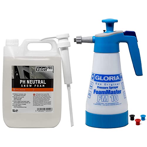 detailmate Prewash Set Gloria FM10 Schaumsprüher Foam Master 1L ValetPro pH neutral Snow Foam 5L Dispenser Pumpe