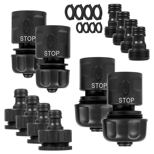 WALTER Schlauchadapter Set 20-TLG. kompatibel mit Allen gängigen Wasseranschlüssen enthält Verschiedene Schlauchanschlüsse und Adapter inkl. Schlauchverbinder mit Aquastop in verschiedenen Größen