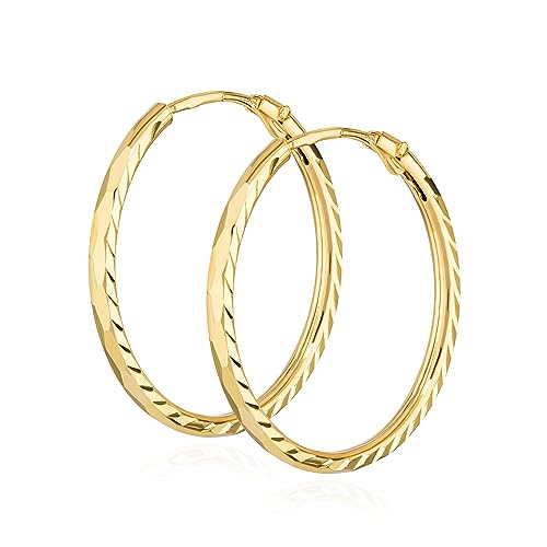 NKlaus Paar 14mm Creolen 333 Gelbgold 8 Karat Ohrringe 1 1mm breites Damen Ohrschmuck 14800