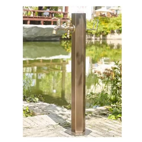 Freistehender Outdoor-Wasserhahn mit Gartenschlauchhalter Retro-Edelstahl-Wassersäule zum Waschen und Bewässern im Hinterhof 20 5 x 18 x 50 cm