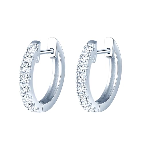 MOOFUN Ohrringe Silber 925 Creolen Klein 10mm Ohrring Damen Ohrringe Mini Zirkon Ohringe Silber Hoop Ohrschmuck für Mama Beste Freundin Teenager Mädchen Schwester Frauen Geschenk Geburtstagsgeschenk