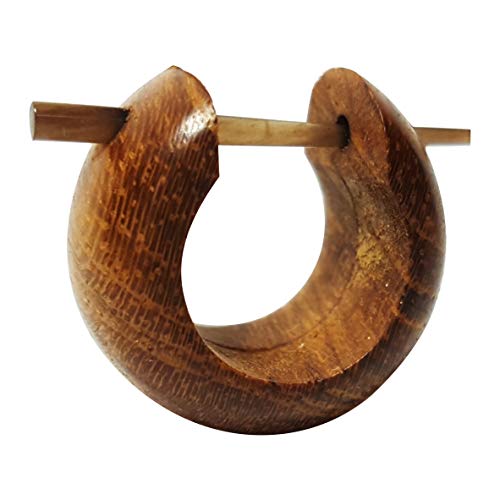 Chic-Net Damen Herren Pin Creolen Ohrringe aus Holz und Horn in verschiedenen Hölzern Teakholz