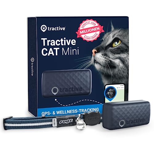 Tractive Mini für Katzen Weltweite Live Ortung Positionsverlauf Aktivitätstracking Mehrfacher Testsieger Halsband inkludiert