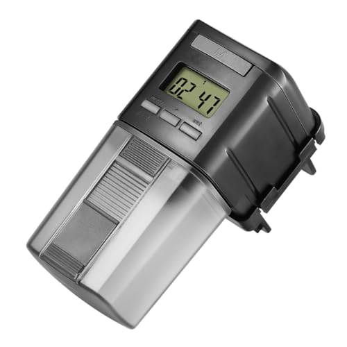 JOINPAYA Automatischer Fischfutterautomat für Aquarium mit LCD Display Einstellbare Fütterung 1 4 Stück Täglich Energiesparender Futterspender für Granulat Flocken und Streifen