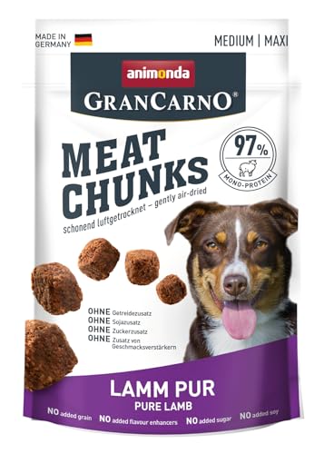 animonda GranCarno Meat Chunks Lamm pur 80g purer Fleisch Premium Hundesnackfür mittlere und große Erwachsene Hunde getreidefreie Hundeleckerlis für ausgewachsene Hunde