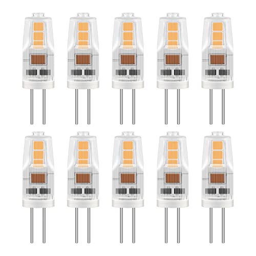 Caldarax G4 LED Lampe 2W Warmweiß 3000K Ersatz für 12V 20W Halogen 200LM 12V Niedervolt LED Birne Nicht Dimmbar Nicht Flackern für Unterbauleuchten Dunstabzugshaube 10 Stück
