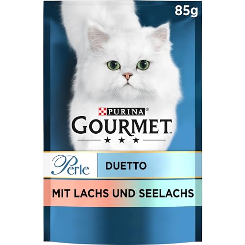 Gourmet PURINA GOURMET Perle Duetto Katzenfutter nass mit Lachs und Seelachs 26er Pack 26 x 85g
