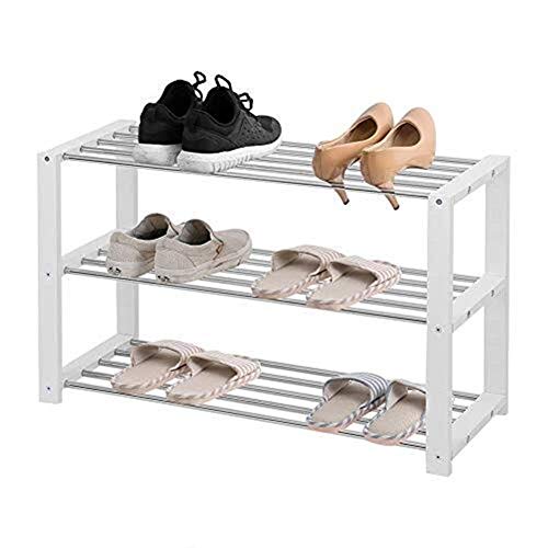 DREANNI Blumenständer 3 Tier Holz Rack Bench Lagerregal Organizer Soild Holz Rahmen Weißrohr Schuhständer Kompatibel Mit Heimtür Verwenden Sie Regalregal