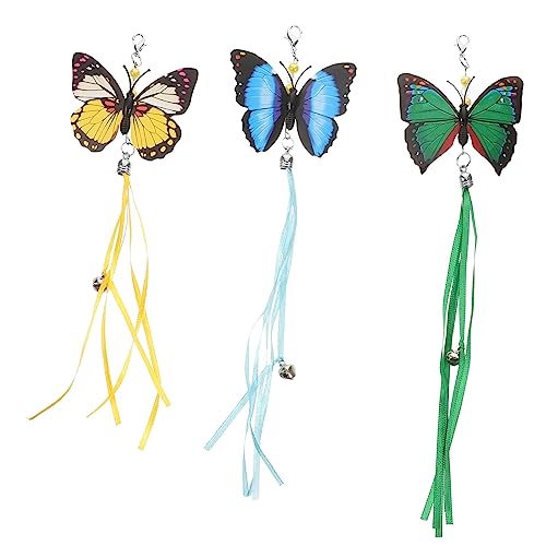 PRETYZOOM 3pcs Schmetterling Ersatz Katze Spielzeug Katze Necken Stick Anhänge Interaktive Sticks Für Katzen Spielzeug