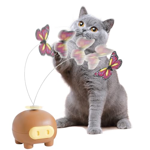 Generisch Electronic Cat Toy Butterfly Teaser Wand 2.76x2.56in Automatic Moving Interactive Toy Battery Operated Design for All Kitten Breeds Indoor Exercise Play Pet Supplies