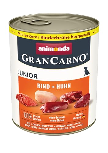  Rind 6x 800g Welpenfutter nass ohne Getreide für Junge frischen fleischigen Zutaten Junior