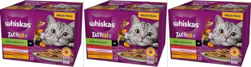 Whiskas Tasty Mix Chef s Choice Katzenfutter nass in Sauce 72 Portionsbeuteln 85g 3-er Pack