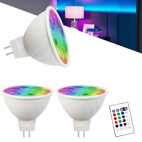 Noobibaba GU5.3 LED 12V GU5.3 Led Farbwechsel Und Exklusivem Loop-Modus Einfarbiges Verblassen RGB Einstellbarem Weiß 2700K-6000K 5W 35W Äquivalent MR16 LED-Lampen Fernbedienung 3er-Pack