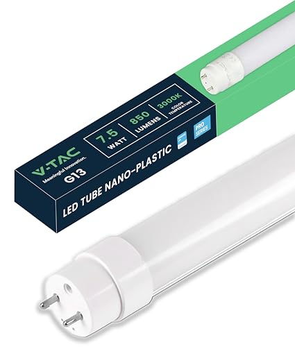 V-TAC LED-Röhre 60 cm T8 G13 7 5 W 850 Lumen Samsung-Chip LED-Röhre für Decke Wand Garage Geschäft Warmweiß