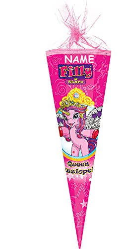 alles meine.de GmbH Schultüte   Pferd Einhorn   Cassiopeia   35 cm   rund   incl. Namen   mit Tüllabschluß   Zuckertüte   mit ohne Kunststoff Spitze   für Mädchen  ..