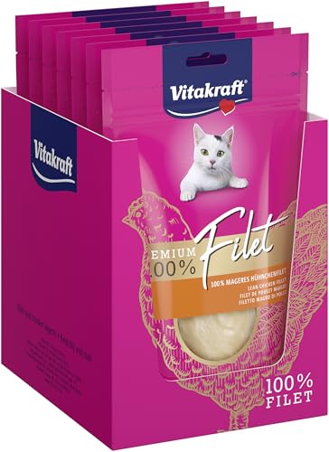Vitakraft Premium Katzen Leckerli mageres Hühnchenfilet Vorratsgröße hypoallergen ohne Zusatz von Getreide 7x 70g